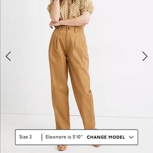 BLUE NWT Madewell Pleated Taper Wide-Leg Pants size 8